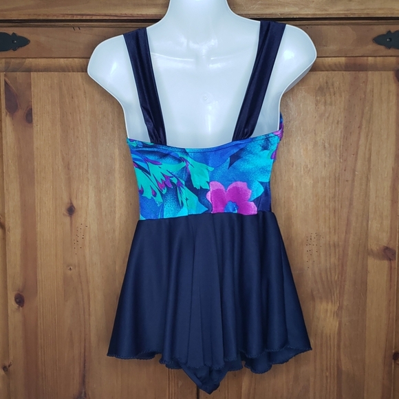 Vintage 1 Piece Bright Floral Swimdress Swimsuit - Picture 2 of 16